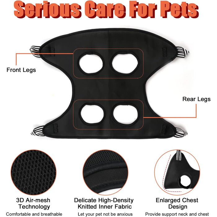 Набір для догляду за собаками MACUNIN: гамак, триммер для нігтів, аксесуари для купання (великий, чорний)