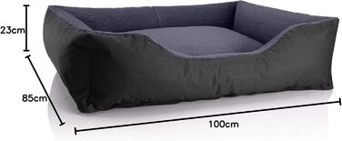 Крісло-ліжко для собак BedDog Teddy, чорно-сіре, XL, 100 x 85 x 23 см, Cordura & Microfaser-Velours