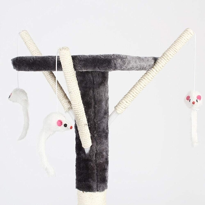 Ігровий комплекс для котів: дерево-драпалка з будиночком та лежаком, 138 см, F014