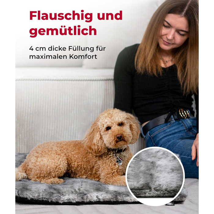 Килимок для собак HS-Hundebett® з підкладкою та антиковзаючою основою XS (45x65 см) – м'який та пральний – затишна ковдра для собак – Made in DE (Shadow, 65x95 см)