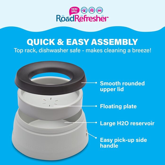 Миска для води для собак та котів Road Refresher Non Spill Grey Small - не проллється