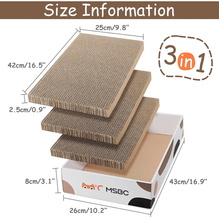 Набір з 3 кігтеточок для котів Happy Hachi з котячою м'ятою, міцний двосторонній когтеточний борд, ліжко, меблі для захисту