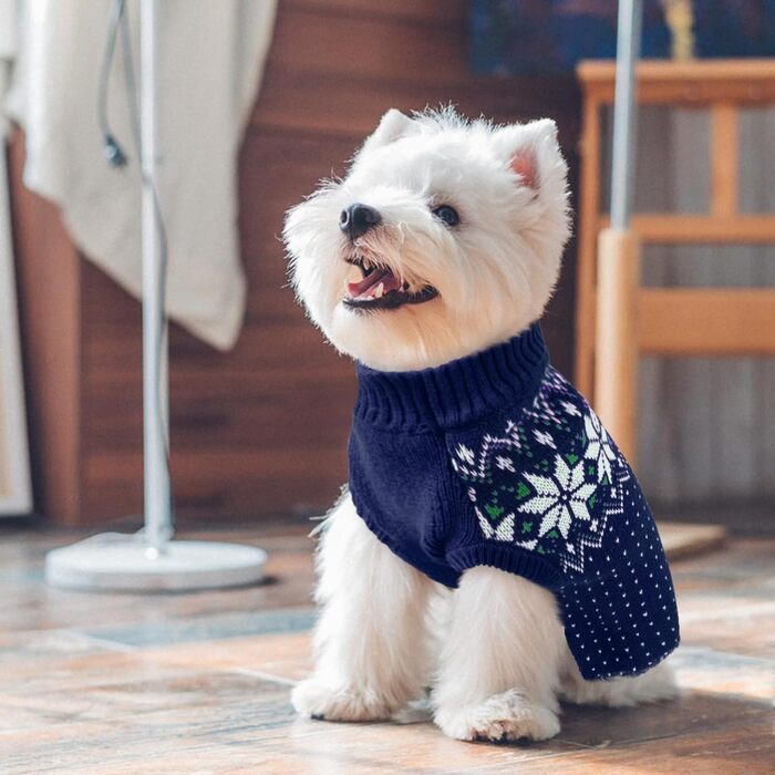 Теплий пуловер для собак, фліс, на Новий Рік, для Французького бульдога, Дакселя, Чихуахуа, Йоркшира, зелений (S, синій)