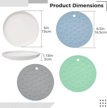 Керамічні годівниці для котів, набір 3 шт. з антиковзними килимками, широкі та плоскі миски для котів та кошенят, білий колір