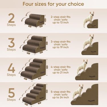 Сходинка для собак та котів PAWSCART, 4-ступенева, 49.8 см, м'який пінополіуретан, протиковзка поверхня
