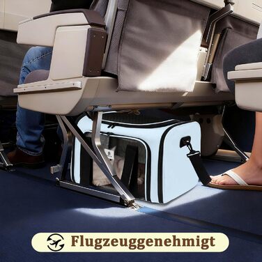 Транспортна сумка для котів та маленьких собак – складана, добре провітрювана переноска. Сумка для тварин з водонепроникною підкладкою для безпечного транспортування до ветеринара, у подорожах та в авто (Блакитна)