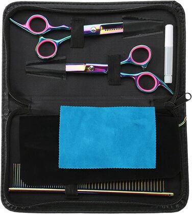 Набір професійних ножиць для грумінгу домашніх тварин: ножиці для стрижки шерсті собак, ножиці для розрідження, вигнуті ножиці, універсальні ножиці