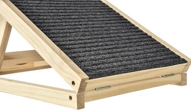 Рампа для котів та собак 3-в-1 Hunderampe – 100 см, з дерева, регульована висота (30-60 см), з антиковзним килимком, для ліжка/автомобіля/дивану