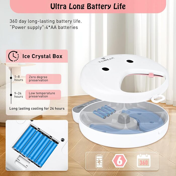 Автоматичний годівник для котів та собак з цифровим дисплеєм, 4 відсіки по 240 мл, таймер