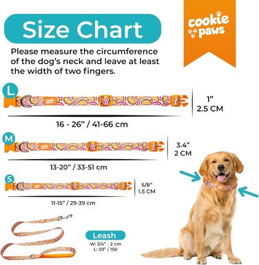 Комплект повідця та нашийника Cookie Paws для великих собак, м'який неопрен, регульований, швидке кріплення, дихаючий, легке очищення, стильний дизайн