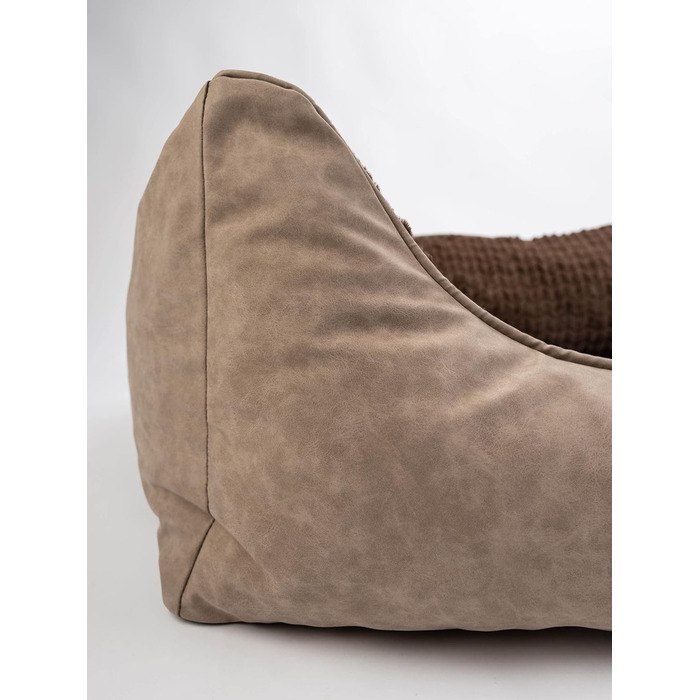 TrendPet VitaBed Style - Ортопедичне ліжко для собак, штучна шкіра зовні, м'яке всередині (80x70 см, Коричневе)