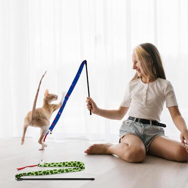 Іграшка для котів Andiker: плюшева котяча змія, 111.8 см, 2 шт. Інтерактивна іграшка для котів та кошенят, довга, легка