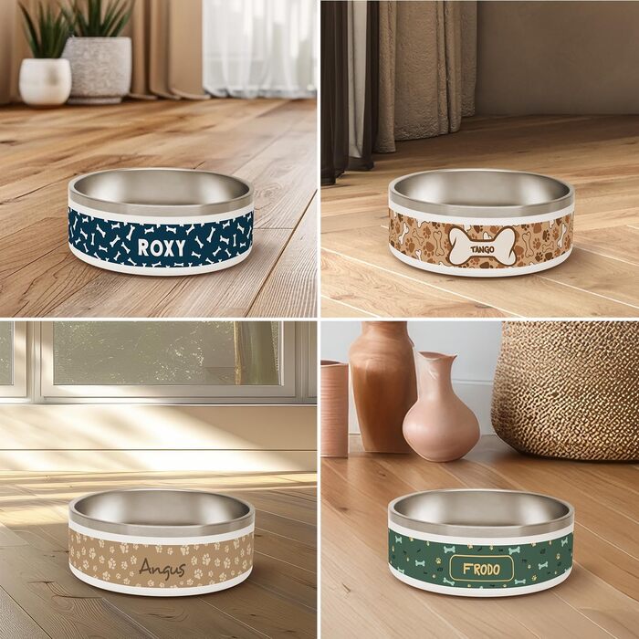 PICANOVA Скляна банка для ласощів з іменем - подарунок для собак - зберігання сухого корму - керамічна банка для власників собак та котів - дизайн (Set Checkered Paws)