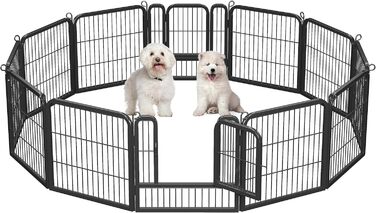 Клітка для цуценят Yaheetech, 12 секцій, 63 см, з 2 дверцятами, автоматичним замком, гнучка та складна, для дому та саду