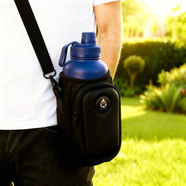 Водяна пляшка для собак на 1000 мл з переносною сумкою, 4-в-1, нержавіюча сталь, ізольована, без BPA, з мисками для води та корму, аксесуари для собак, блакитний колір