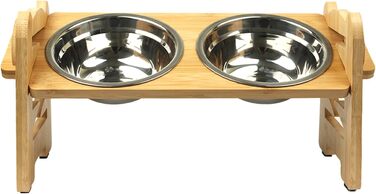 Підвищений годівниця для тварин Suerhatcon, миска для собак або котів, регульована висота, з 2 нержавіючими мисками для маленьких собак та котів