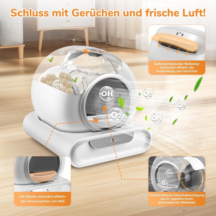 Автоматичний лоток для котів Katzenklo XXL з самоочищенням, керуванням через додаток, датчиком безпеки та усуненням запаху. Великий об'єм для кількох котів.