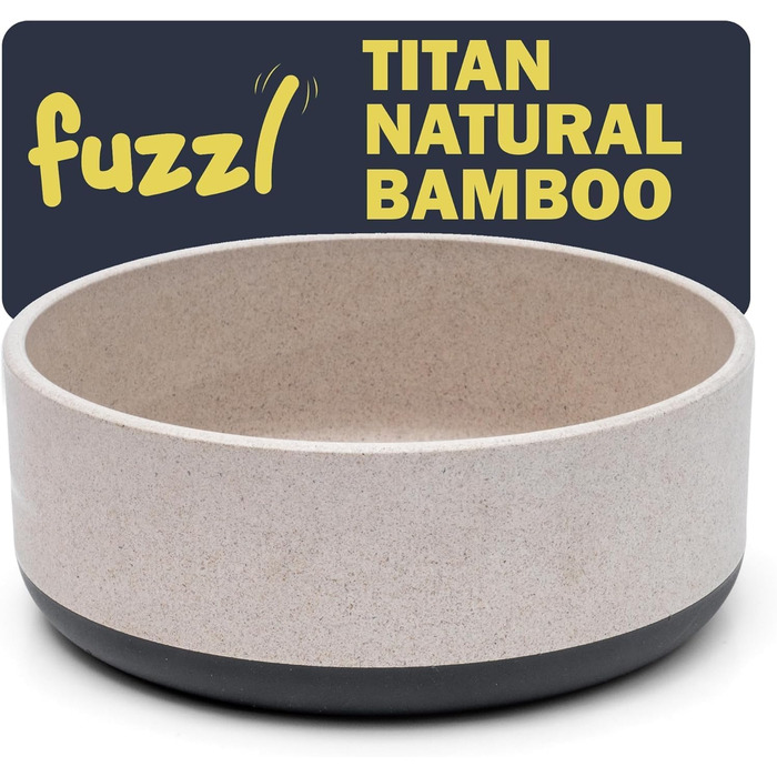 Миска для собак Titan Fuzzl з бамбука та гуми, 22 см, з антибактеріальним покриттям, неслизький дно, сіра, екологічна, довговічна, для середніх та великих собак (об'єм 0.8 л)