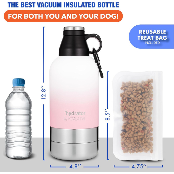 Водяна пляшка для собак Koala Pal 1.8 л з чохлом та ремінцем – миска для собак великих порід, туристична пляшка + миски для собак, кемпінгове спорядження для собак, аксесуари для собак великих порід