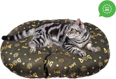 М'який лежак для собак та котів, овальний, 50x34 см, коричневий, миючий