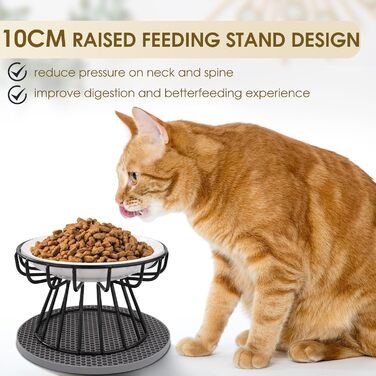 Підвищені годівниці для котів 2 шт. з металевим стійкою, силіконовою підкладкою, керамічні миски для котів та маленьких собак