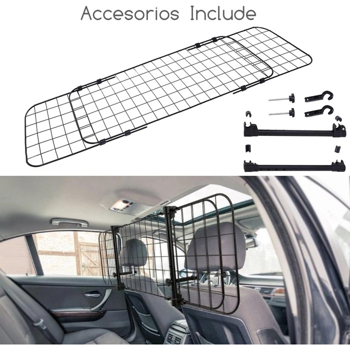 Автозахист для собак Nobleza: сталева перегородка-бар'єр у машину, 96-145x30 см