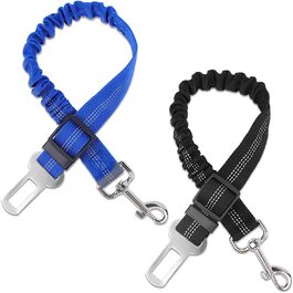 Автомобільні ремені безпеки для собак, регульовані, 2 шт. (Чорний + Синій)