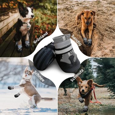 Водонепроникні собачі чоботи для захисту лап, 4 шт. Антиковзаючі чоботи для собак з неслизькою підошвою та світловідбиваючим кріпленням на липучці, для малих, середніх та великих собак (Сірий, XXL)