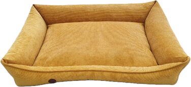 Ортопедичне ліжко для собак, сумісне з великими, середніми та маленькими породами, жовто-гірчичний колір, XL (120/80/19 см)
