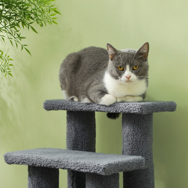 PawHut Pet Stairs Cat Stairs Сходи для собак 4 сходинки сірі 63.5x43x60см для кішок і собак, ідеально підходять для людей похилого віку та маленьких тварин