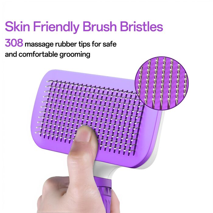 Щітка для собак та котів ACE2ACE - видаляє шерсть з одним натисканням, підходить для довгої та короткої шерсті, біло-блакитна (фіолетова)