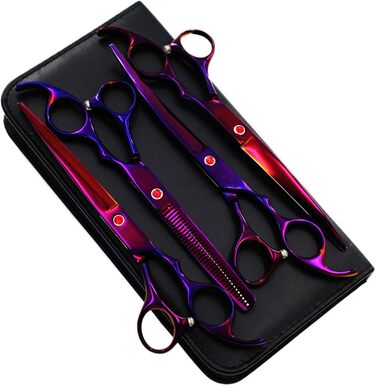 Набір професійних ножиць для грумінгу собак 6CR Edelstahl, набір для догляду за тваринами, ножиці для собак та котів (фіолетовий)