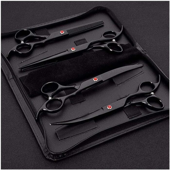 Професійна ножиця для собак, вигнута ножиця для грумінгу, чорна