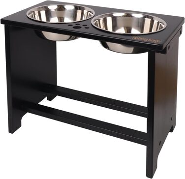 Підвищені годівниці для собак великих порід, годівниці на підставці, без розливання, годівниця для собак велика з 2 мисками з нержавіючої сталі (чорний) XL, висота 35.56 см, об'єм миски 48 oz (чорний)