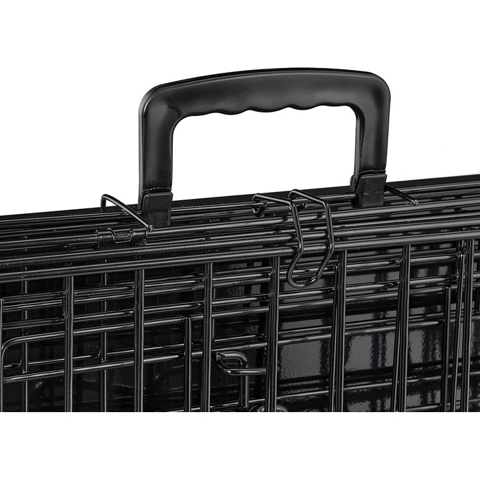 Клітка для собак Relaxdays, для дому та автомобіля, HBT: 87 x 122 x 80 см, складана собача будка з дном, 2 двері, ручка, сталь, чорна L 80 x B 122 x H 87 см