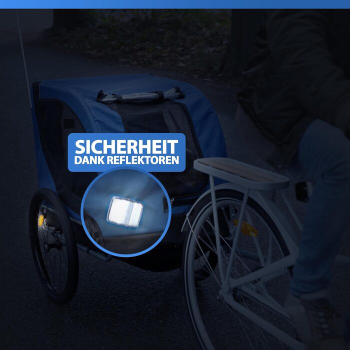 Причіп для велосипеда з захистом від дощу, для собак до 40 кг, складання, блакитний