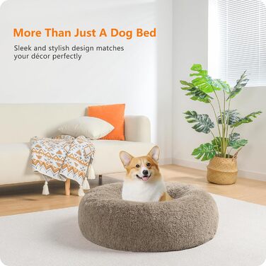Ортопедичне ліжко для собак, круглий пуф-кіготь, софа для котів та собак, м'який кошик для собак, 70 см Ø, верблюжий колір, розмір 70x70x20 см