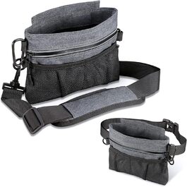 Футляр для ласощів для собак Brifit з магнітною застібкою, практичний мішок для корму для собак, тренування та прогулянки, багатофункціональний мішок для ласощів для собак з винімною внутрішньою кишеню | Диспенсер для відходів сірого кольору