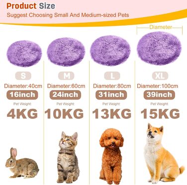 М'яке ліжко для собак PETCUTE з плюшу, 80х80 см, фіолетове. Зручне, тепле, з неслизьким дном, для великих та середніх собак. Легко миється.