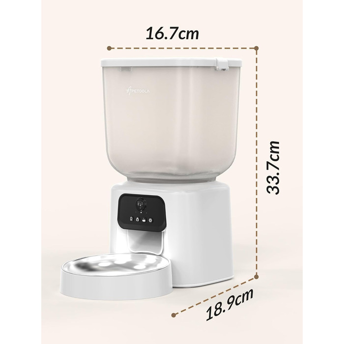 Автомат годування котів з камерою, розумний автомат для котів, 5л, 1–6 прийомів їжі для котів та тварин середніх розмірів з відео