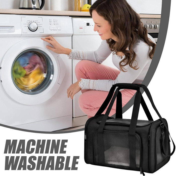 Транспортна переноска для котів WIYETY: переноска-торба для котів та маленьких собак, 3-6 кг, чорна, складана