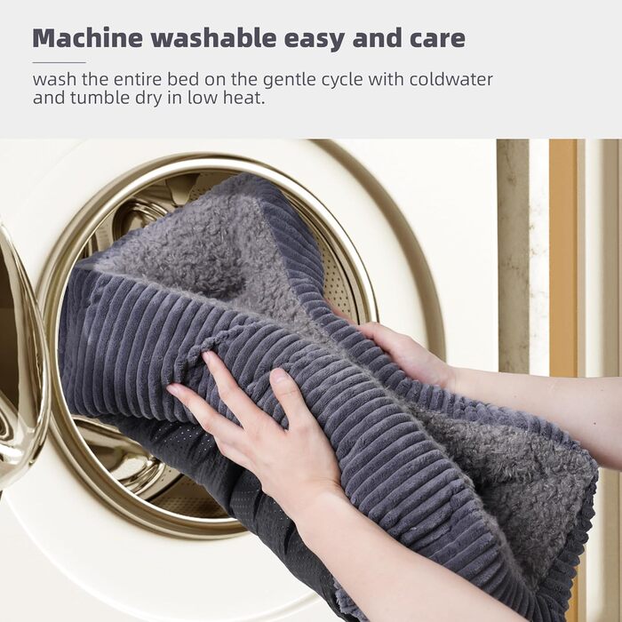 Ортопедичне ліжко для собак середнього розміру TWDEPART, сіре, 89 x 63 см, знімний чохол, антиковзаюче