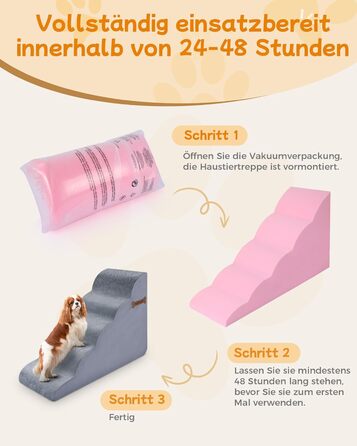 Сходинки для собак 5-ступеневі, 60 см - для дивана та високого ліжка, з антиковзким покриттям, підходять для маленьких тварин та котів з артритом