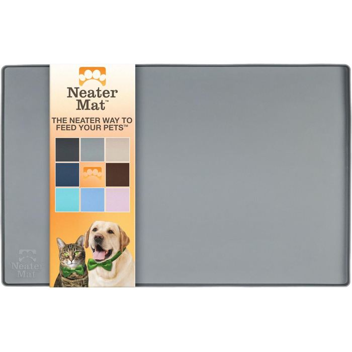 Підкладка під миску для собак та котів Neater Pet Brands - водонепроникна силіконова підкладка для годівлі, сірого кольору (48,3 x 30,5 см)