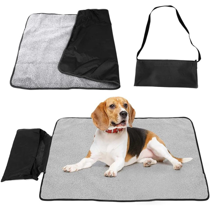 Водонепроникний килимок для собак та котів 100x70 см (Чорний) - м'який, зносостійкий, для подорожей