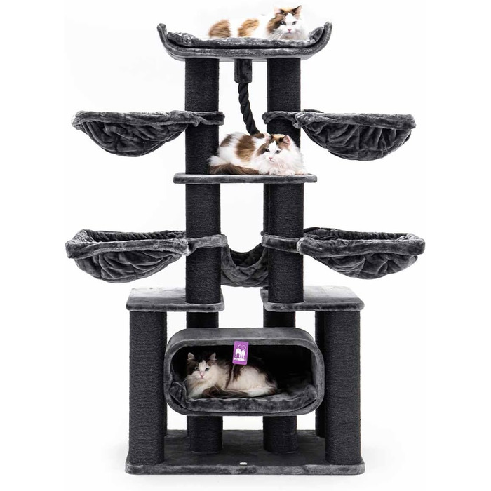 Драбина для котів Petrebels Skyline XXL, 186 см, чорна. Підходить для великих котів, таких як Мейн-кун