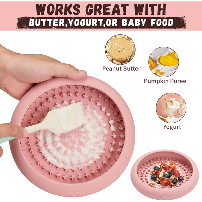 Нічна миска для собак Bestalk: зменшення тривоги, повільне годування, силікон, BPA-free, для ігор, рожева