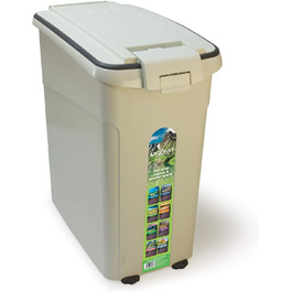 Контейнер для корму Arquivet для собак та котів на колесах, герметичний, великий об'єм 20 кг/54 літри, розміри 29 x 53 x 54,5 см, для великих тварин