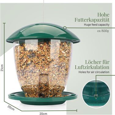 Годівниця для птахів Wildlife Home XL - велика, для вологостійкого корму, підвісна, для саду та балкону