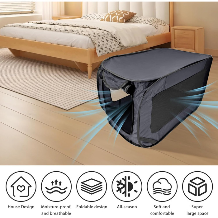 Транспортна переноска для собак та котів, складана, 92×52×52 см, сіра. Міцна переноска з оксфордської тканини з подвійними дверцятами, для подорожей та дому. Підходить для тварин до 29,5 кг